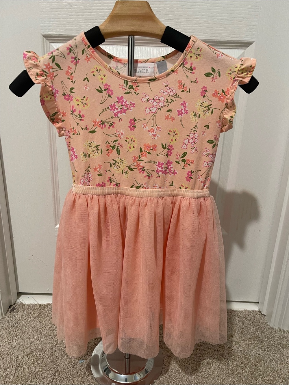 The Children's Place Peach Floral Tulle Party Dress